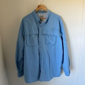 L.L. Bean Men's Performance Vented Fishing Long Sleeve Shirt Blue XXL Outdoor